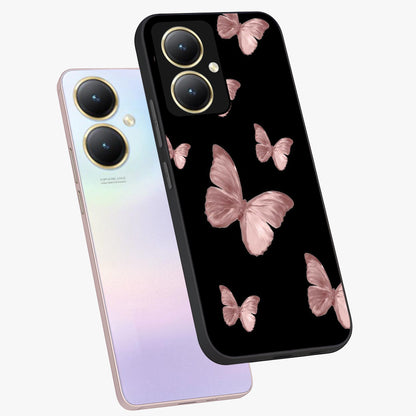 Butterfly Pattern Glass Case displayed in angled mockup highlighting delicate butterfly design and aesthetic pattern style.