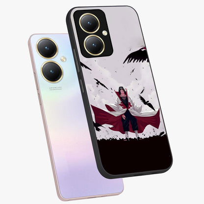 Crimson Crow Ascension Glass Case displayed in angled mockup highlighting powerful crow illustration with dark crimson aesthetic.