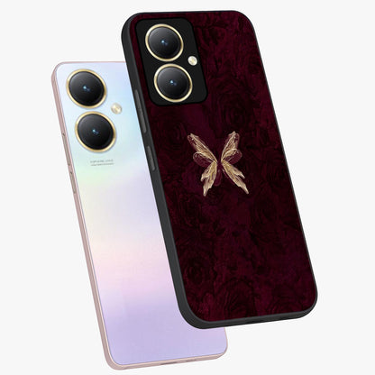 Crimson Fade Butterfly Glass Case displayed in angled mockup highlighting elegant butterfly design with crimson gradient aesthetic.