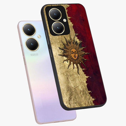 Crimson Sun Majesty Glass Case displayed in angled mockup highlighting majestic crimson sun design with bold aesthetic style.
