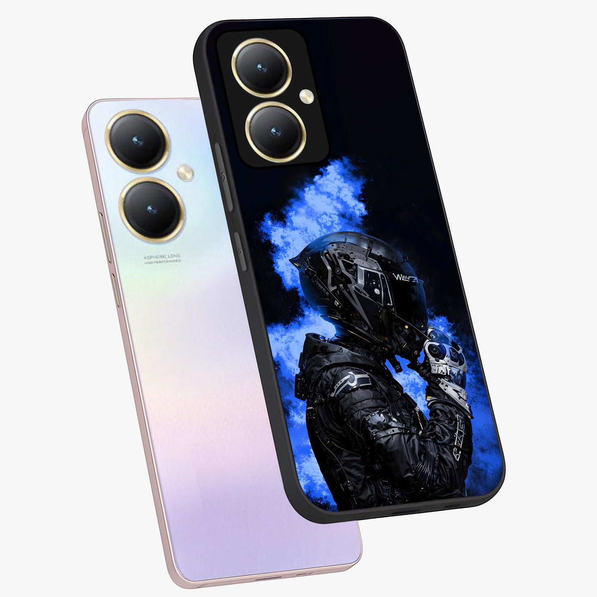 Cyber Sentinel Protocol Glass Case displayed in angled mockup highlighting digital cyber design with sci-fi aesthetic style.