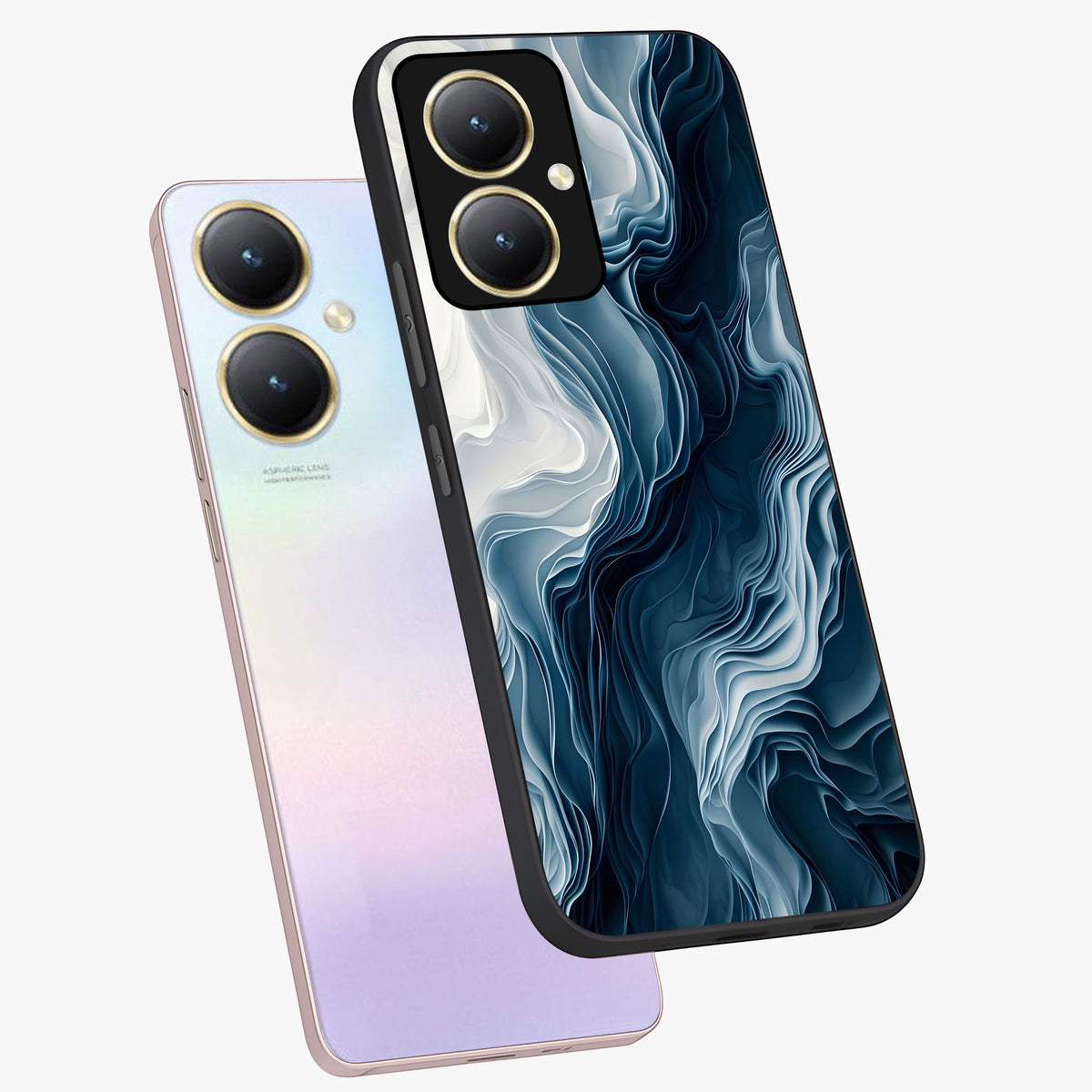 Ethereal Paper Marble Glass Case displayed in angled mockup highlighting elegant marble pattern with modern aesthetic style.