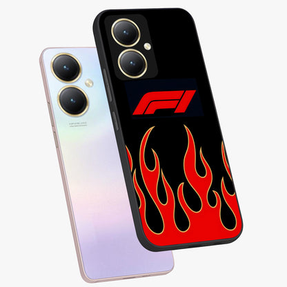 Fire F11 Glass Case displayed in angled mockup highlighting bold fire inspired graphic with energetic aesthetic style.