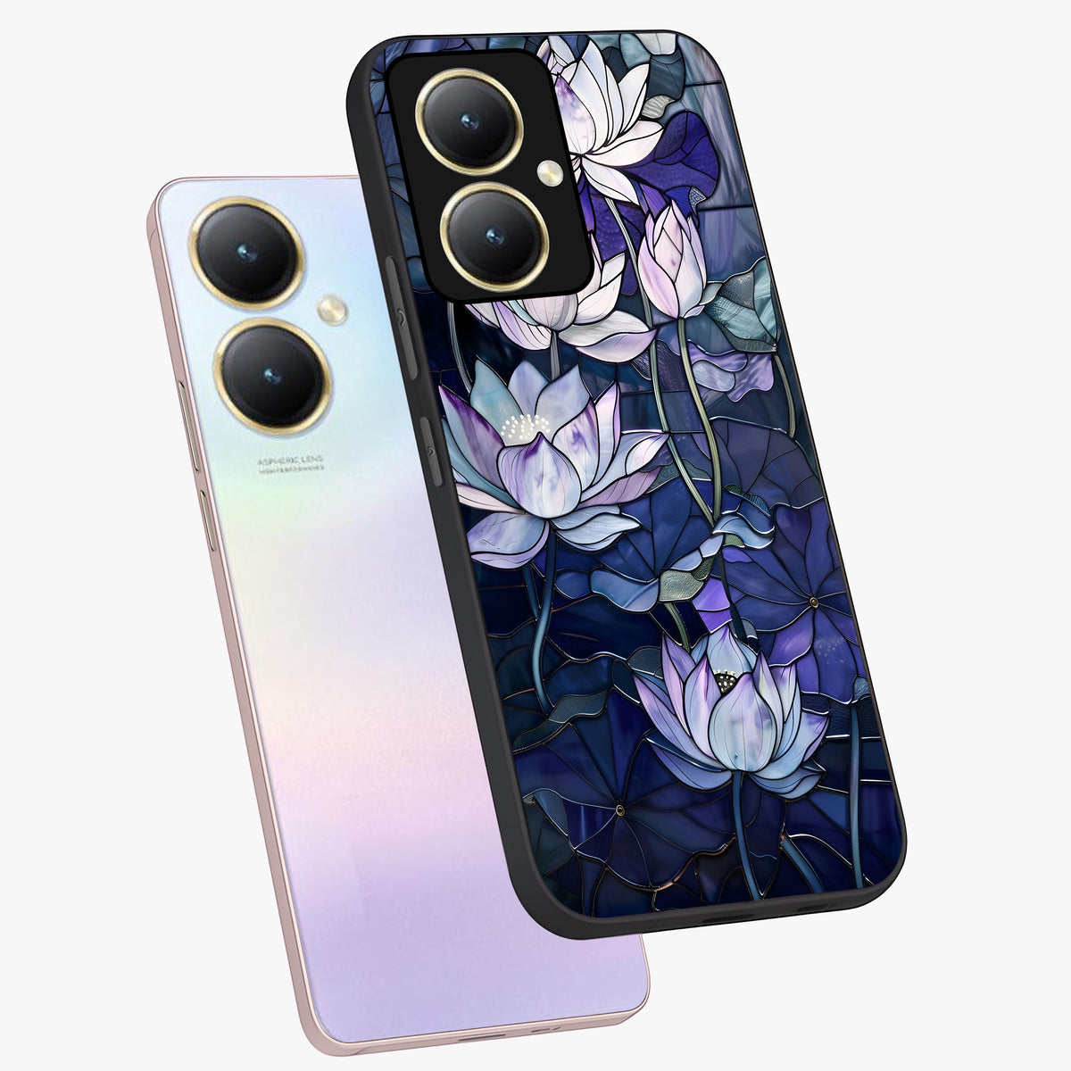 Gloss Petal Rush Glass Case displayed in angled mockup highlighting vibrant petal design with elegant floral aesthetic.