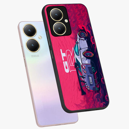 GT-R Car Pattern Glass Case displayed in angled mockup highlighting racing car graphic design with bold automotive aesthetic.
