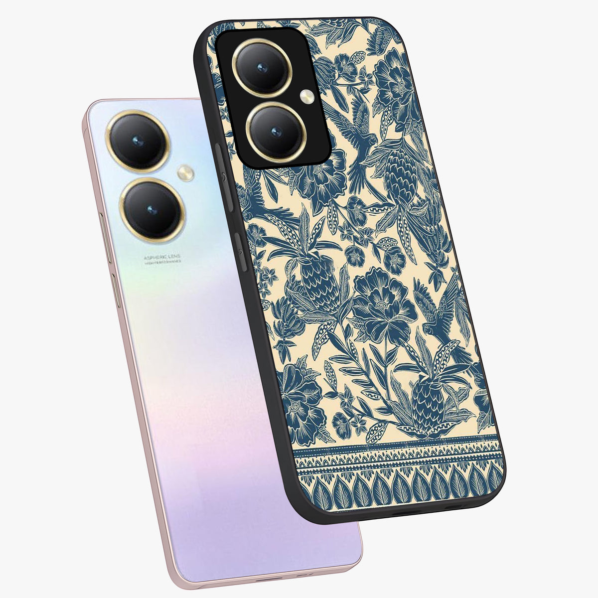 Heirloom Wild Bloom Glass Case displayed in angled mockup highlighting botanical bloom design with classic aesthetic style.