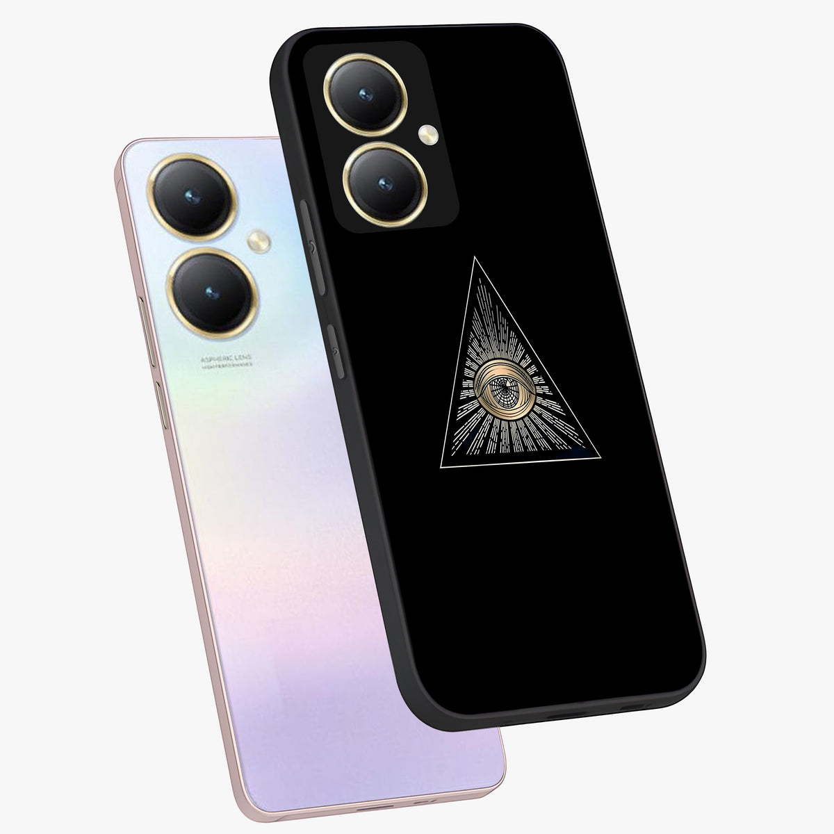Illuminati Evil Glass Case displayed in angled mockup highlighting dark occult inspired design with bold aesthetic style.