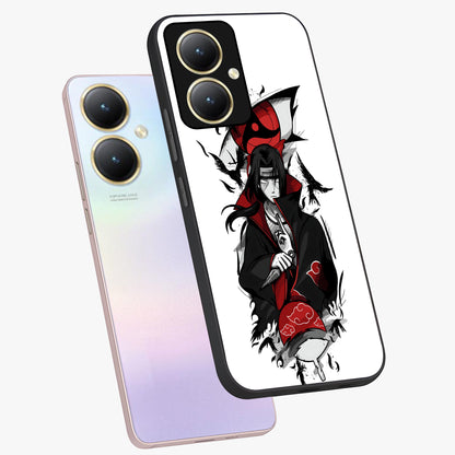 Itachi Limited Edition Naruto Anime Glass Case displayed in angled mockup highlighting dramatic anime illustration with bold action aesthetic.
