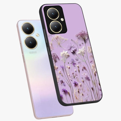 Lavender Blossom Dream Glass Case displayed in angled mockup highlighting dreamy lavender flower design with calming aesthetic style.