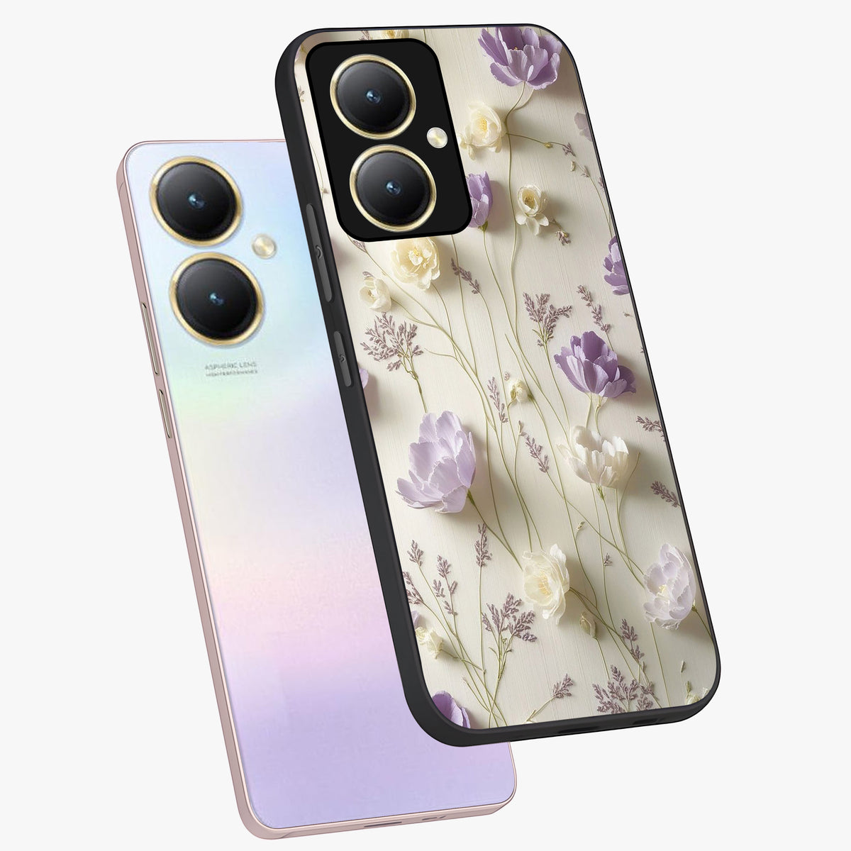 Lilac Breeze Harmony Glass Case displayed in angled mockup highlighting calm lilac breeze design with soothing aesthetic style.