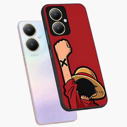 Luffy X Spirit Glass Case displayed in angled mockup highlighting powerful anime design with energetic action aesthetic.