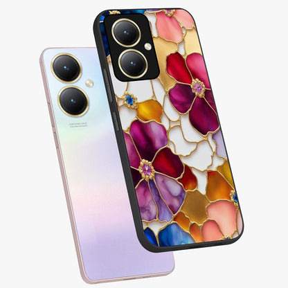 Marble Flower Pattern Glass Case displayed in angled mockup highlighting elegant marble floral design with modern aesthetic.