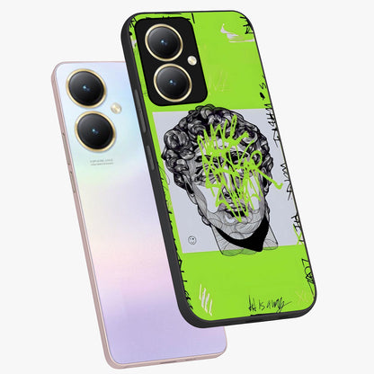Neo Graffiti Rebellion Glass Case displayed in angled mockup highlighting urban street art design with rebellious aesthetic.