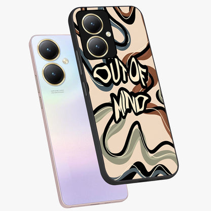Out Of Mind Glass Case displayed in angled mockup highlighting bold statement design with modern artistic aesthetic.