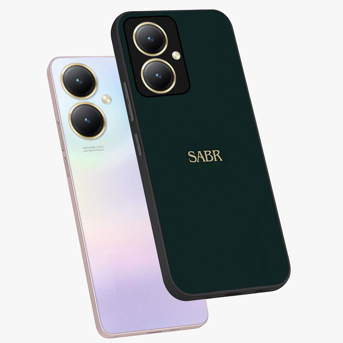 Sabr Minimal Patience Glass Case displayed in angled mockup highlighting simple inspirational design with clean aesthetic style.