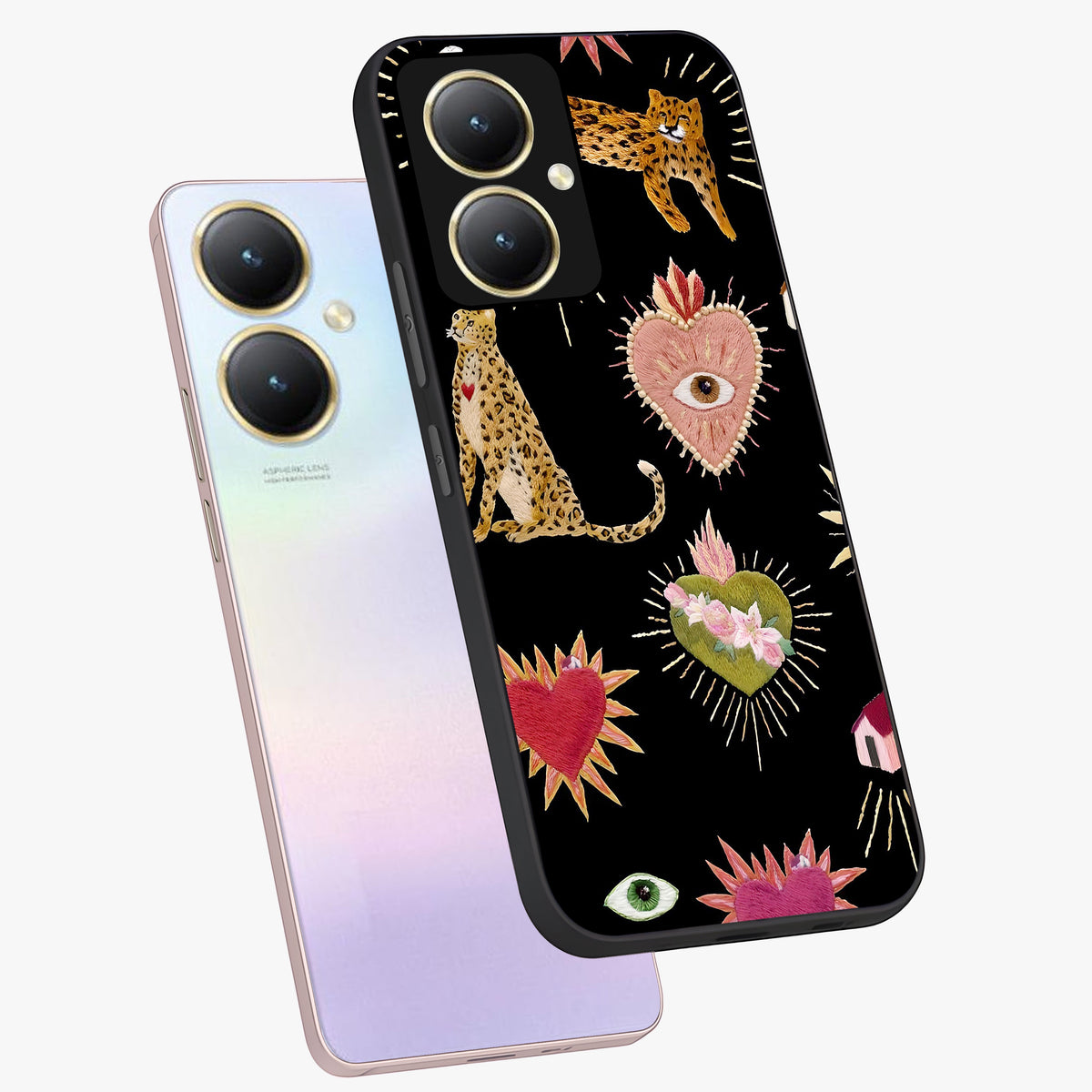 Sacred Jungle Heart Glass Case displayed in angled mockup highlighting lush tropical design with natural aesthetic style.
