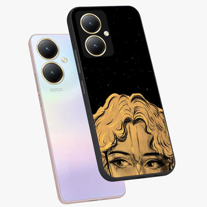Shri Krishna Art Glass Case displayed in angled mockup highlighting spiritual Krishna illustration with divine aesthetic.