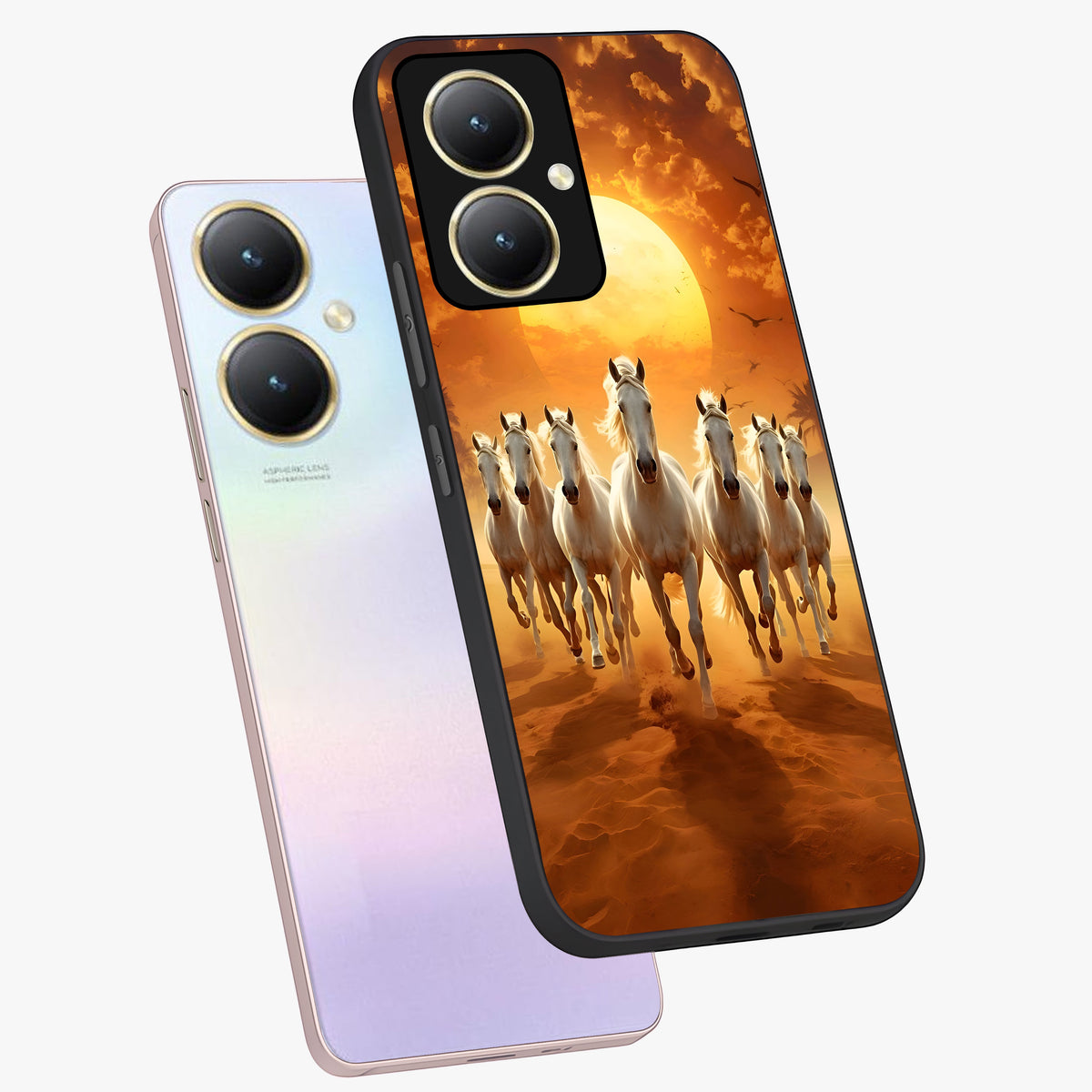 Wild Sunset Majesty Glass Case displayed in angled mockup highlighting vibrant sunset sky design with scenic aesthetic.