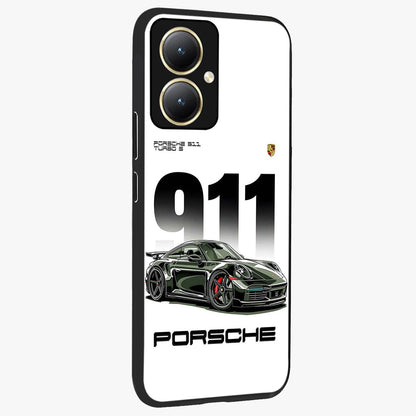 911 Turbo Dominance Glass Case upright perspective showcasing powerful racing design and modern automotive aesthetic.