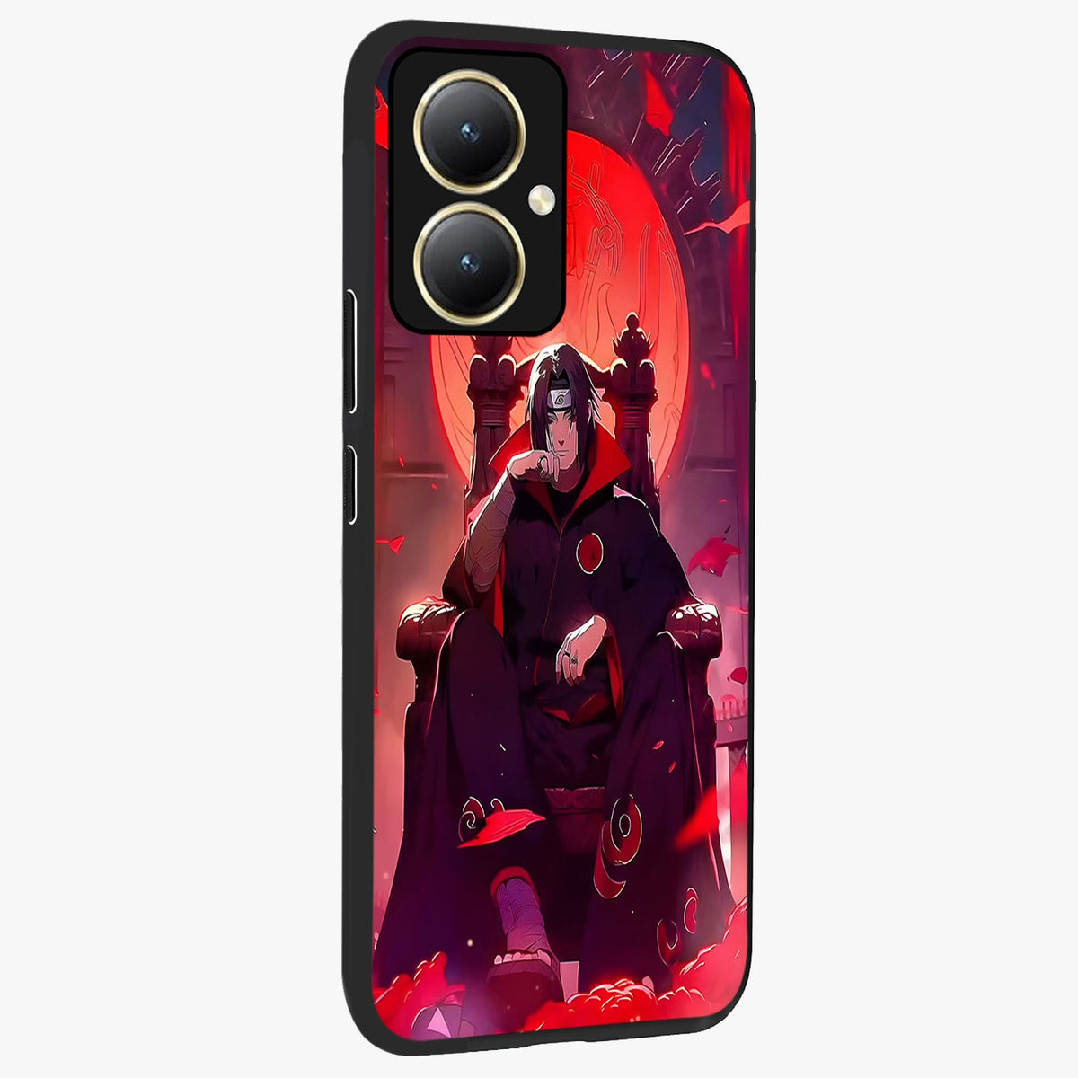 Blood Moon Sovereign Glass Case upright view showcasing powerful moon inspired artwork with cosmic aesthetic style.