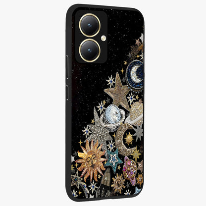 Cosmic Sparkle Dreams Glass Case upright view showcasing glowing cosmic artwork with magical galaxy theme.