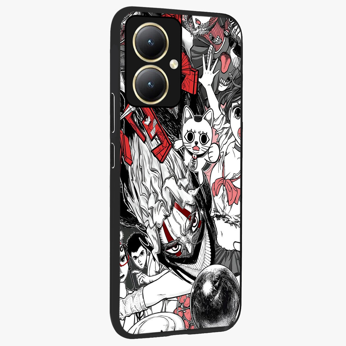 Crimson Chaos Panel Glass Case upright view showcasing intense crimson artwork with dramatic aesthetic style.
