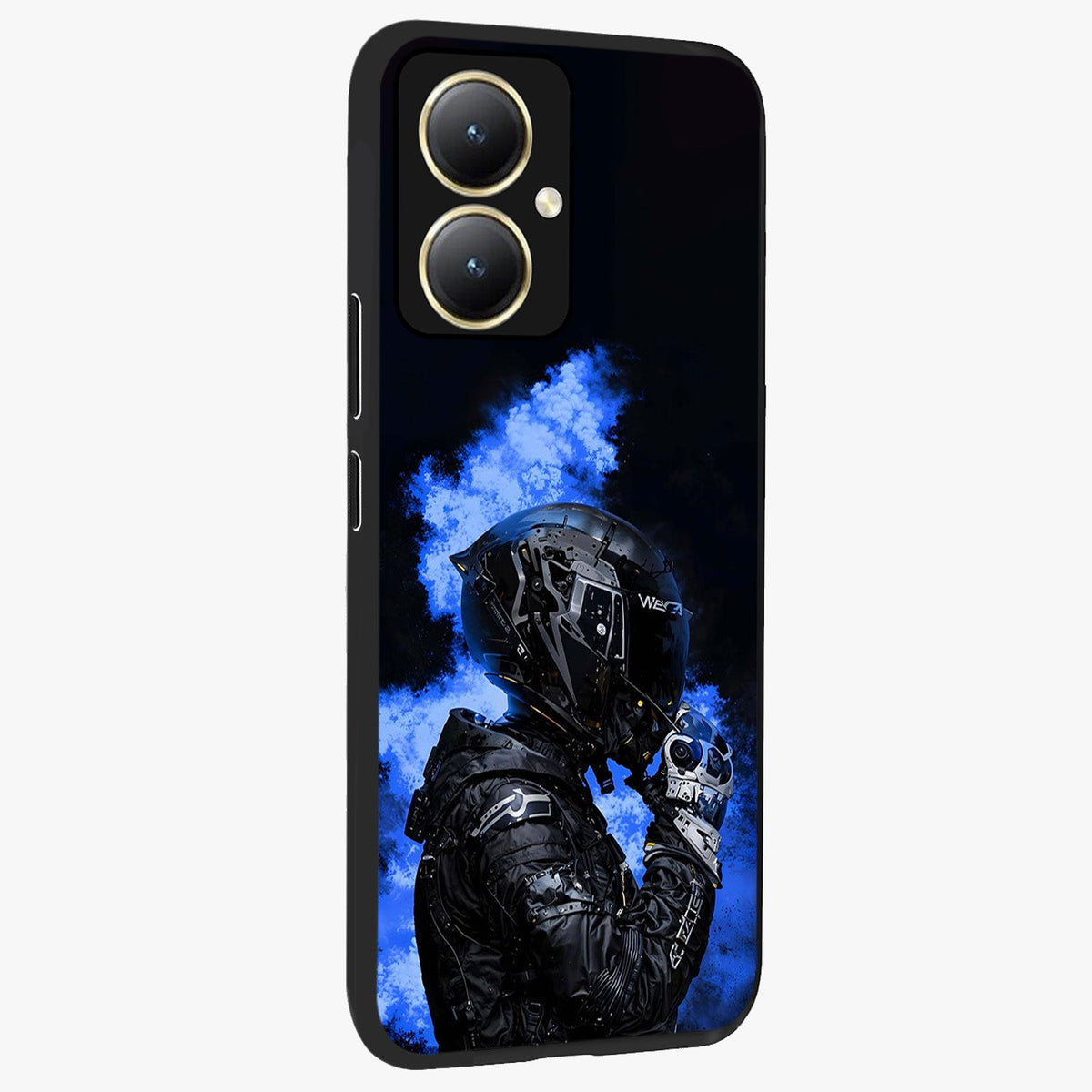 Cyber Sentinel Protocol Glass Case upright view showcasing advanced cyber sentinel artwork with futuristic tech theme.