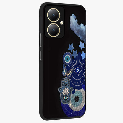 Galactic Charm Cluster Glass Case upright view showcasing glowing cosmic charm artwork with magical celestial style.