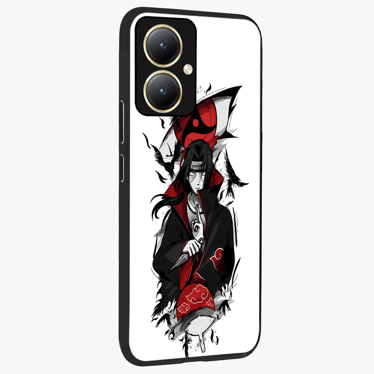 Itachi Limited Edition Naruto Anime Glass Case upright view showcasing intense anime artwork with powerful character theme.