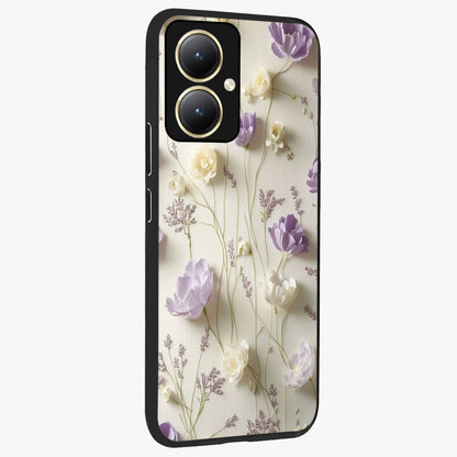 Lilac Breeze Harmony Glass Case upright view showcasing delicate lilac artwork with peaceful floral theme.