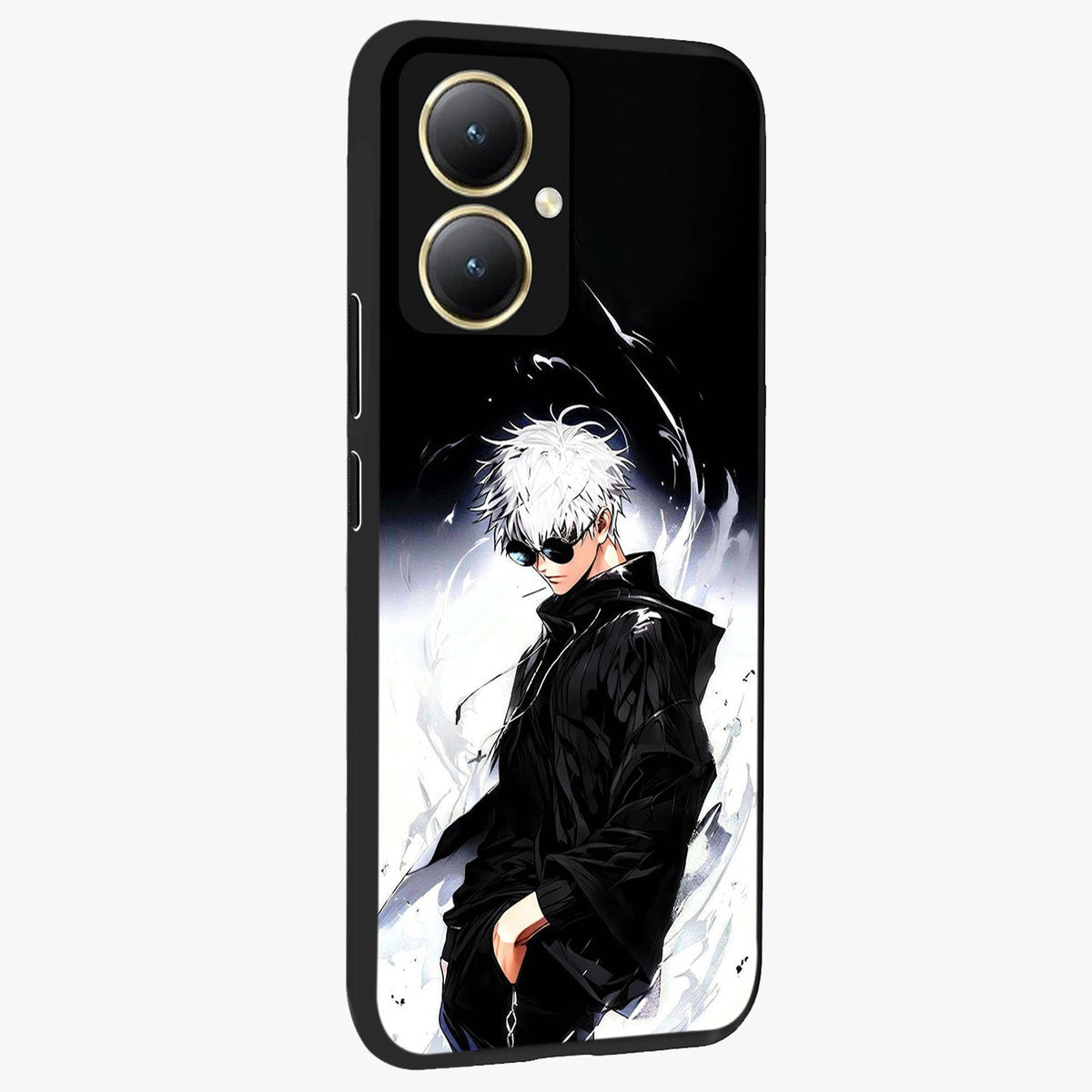Limitless Shadow King Glass Case upright view showcasing bold shadow warrior artwork with epic fantasy theme.