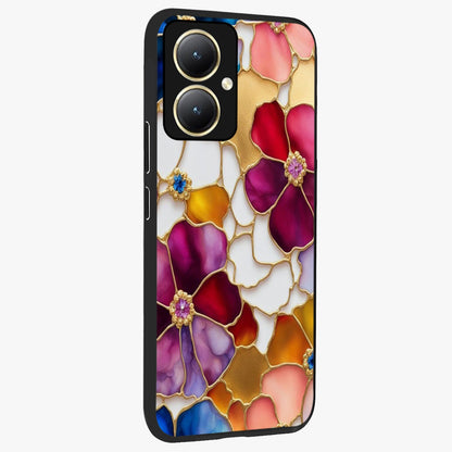 Marble Flower Pattern Glass Case upright view showcasing decorative marble flower artwork with refined style.