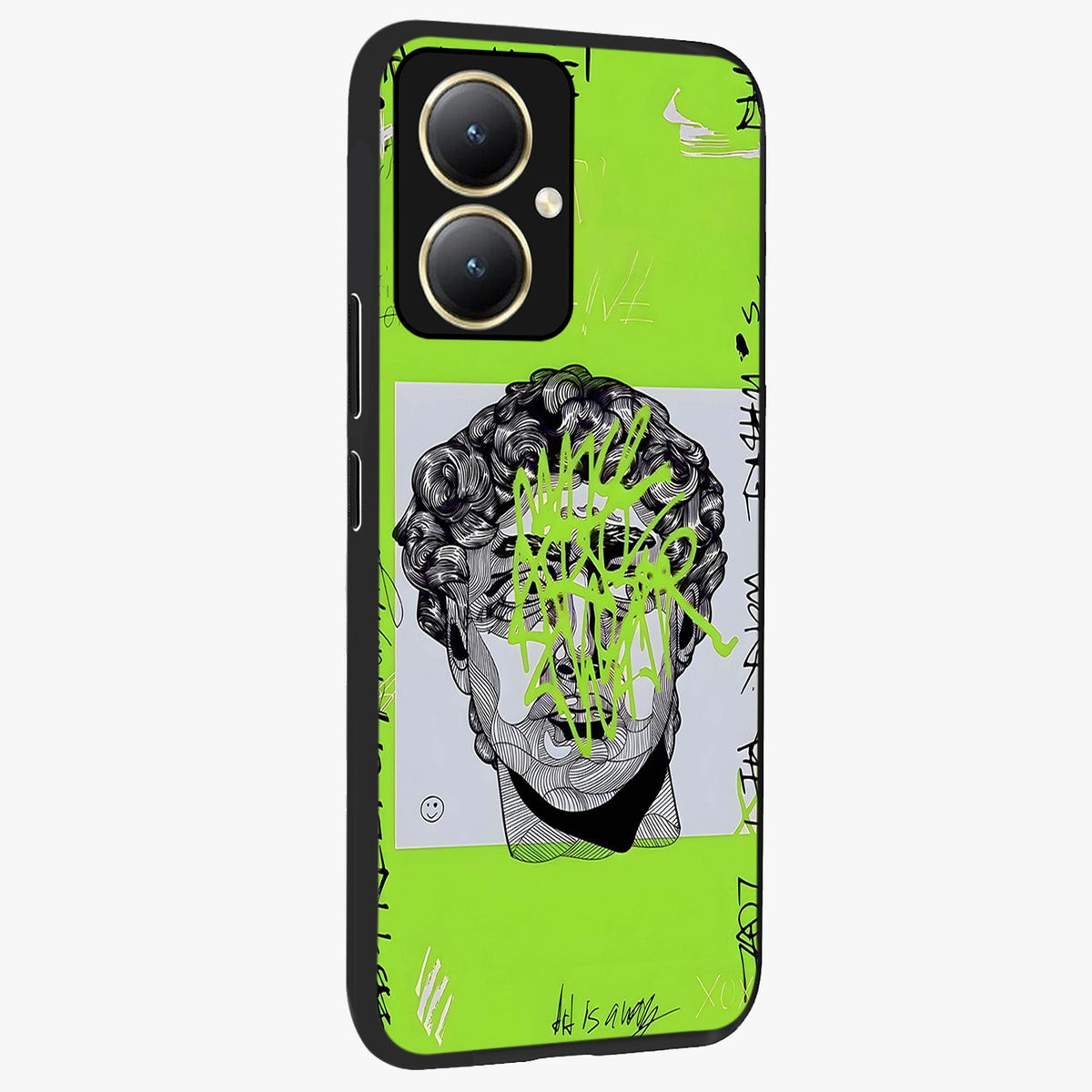 Neo Graffiti Rebellion Glass Case upright view showcasing colorful graffiti artwork with bold modern street style.