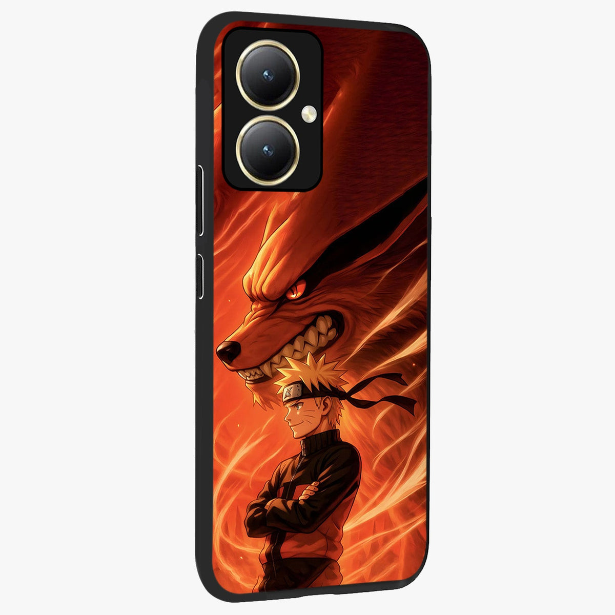 Nine Tails Legacy Glass Case upright view showcasing dramatic nine-tails artwork with intense anime themed design.