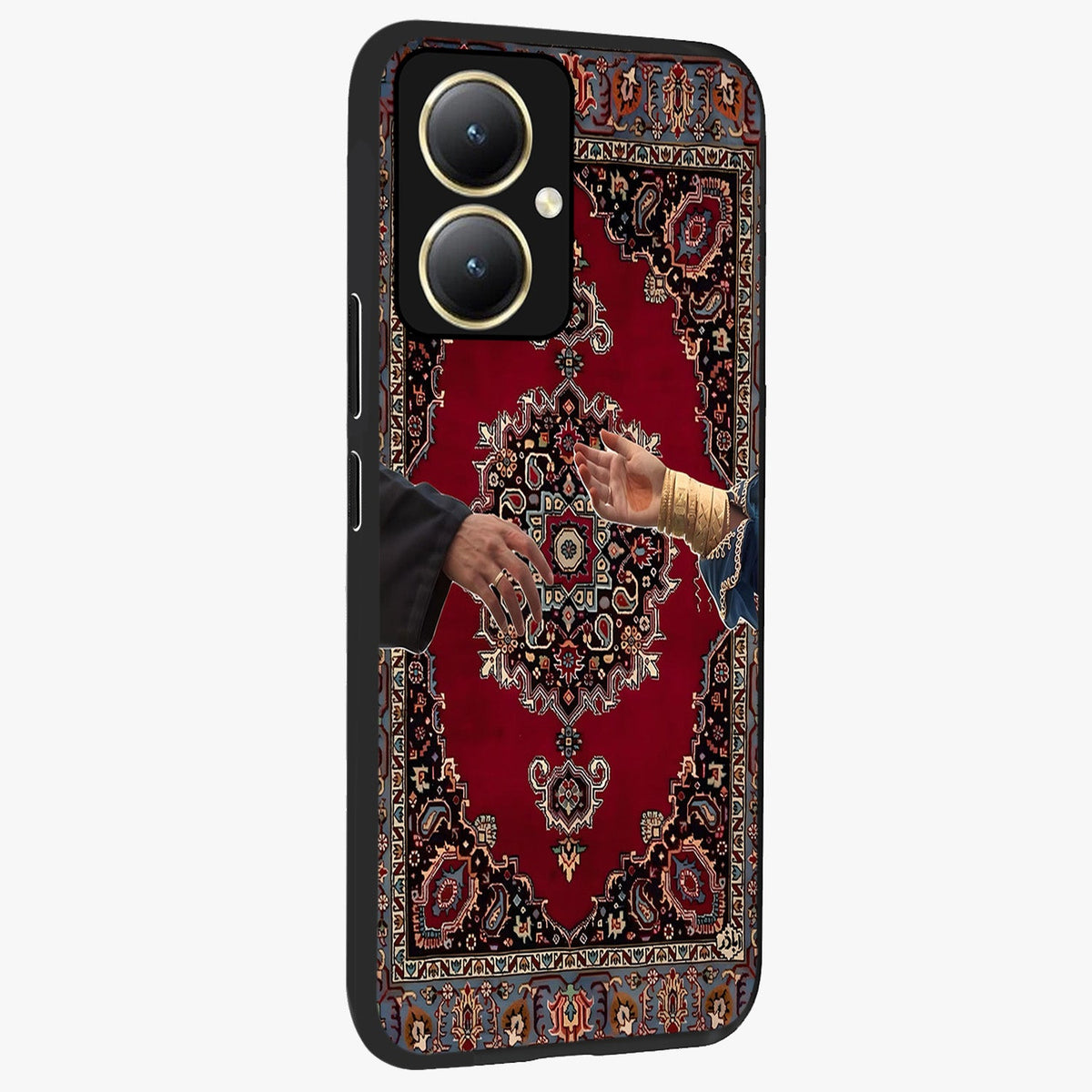Royal Touch Reach Glass Case upright view showcasing stylish royal inspired artwork with graceful theme.