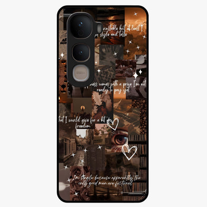 Bittersweet Aesthetic Chaos Glass Case showing flat back view with artistic chaotic aesthetic design and glossy glass finish.