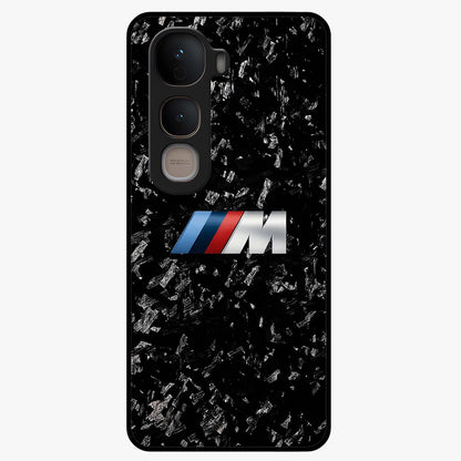 Carbon Speed Mark Glass Case showing flat back view with sporty carbon pattern artwork and glossy glass finish.