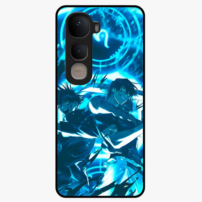 Cursed Energy Clash Glass Case showing flat back view with intense cursed energy artwork and glossy glass finish.