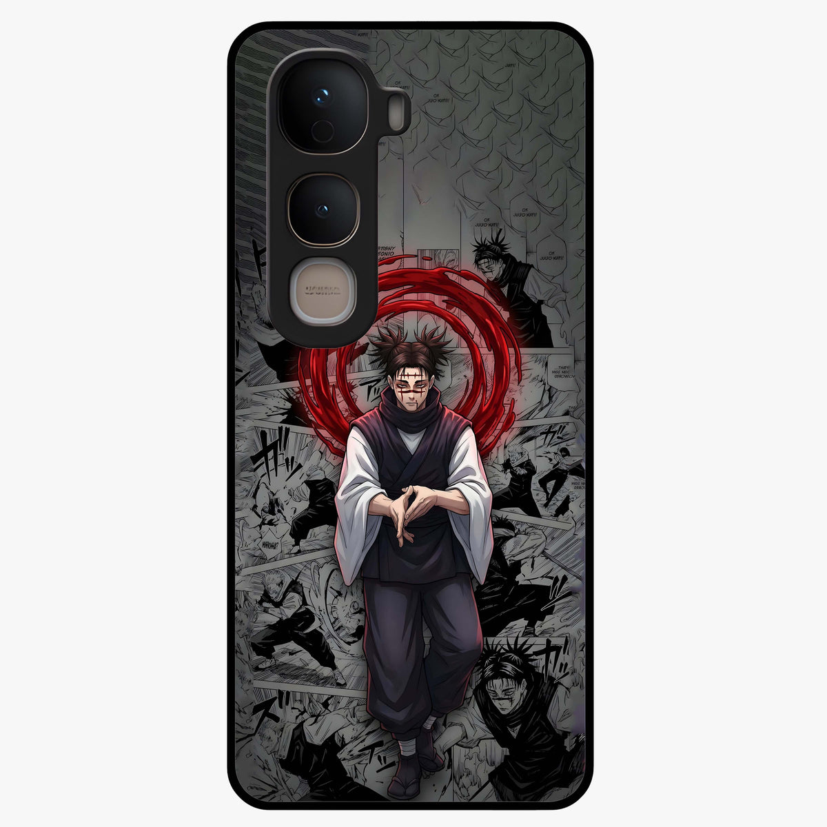 Cursed Ritual Ascension Glass Case showing flat back view with dark ritual themed artwork and glossy glass finish.