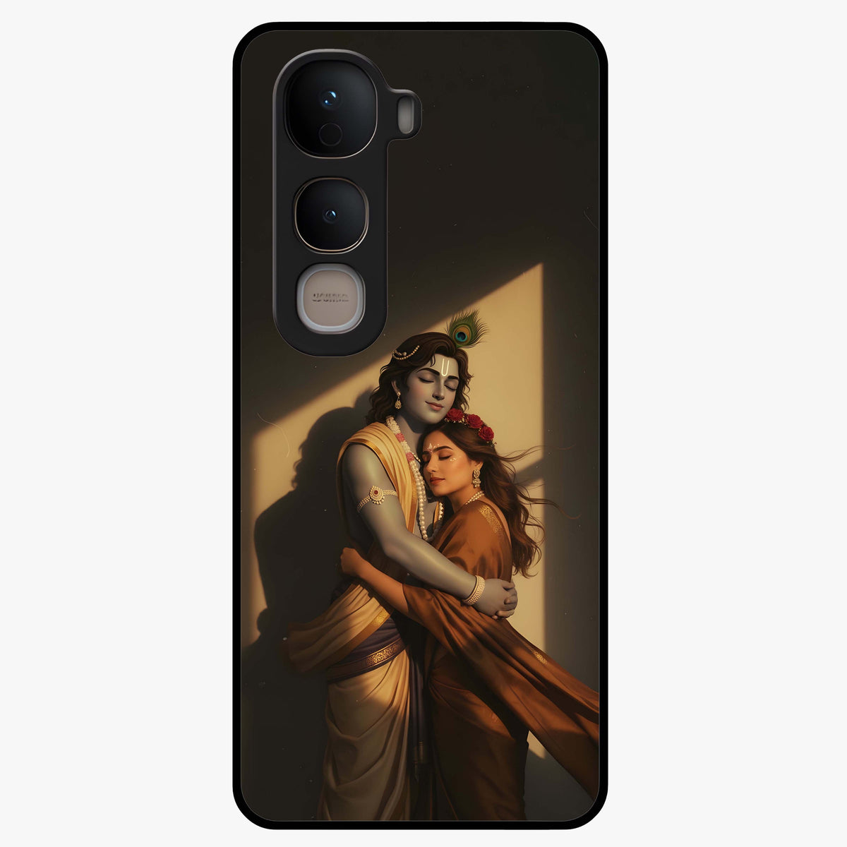 Divine Eternal Love Glass Case showing flat back view with spiritual love themed artwork and glossy glass finish.