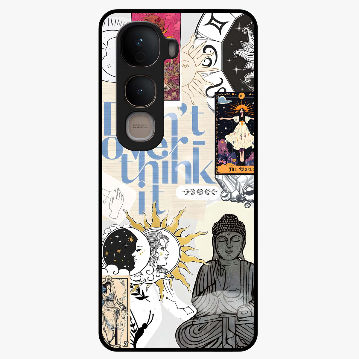 Ethereal Thoughts Glass Case showing flat back view with dreamy artistic artwork and glossy glass finish.