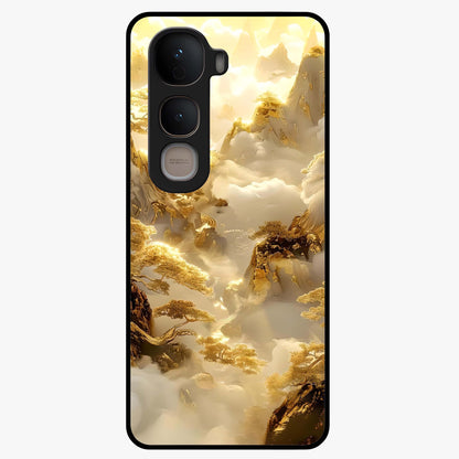 Gates Of Illumination Glass Case showing flat back view with mystical illuminated gate artwork and glossy glass finish.