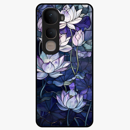 Gloss Petal Rush Glass Case showing flat back view with glossy flower petal artwork and smooth glass finish.