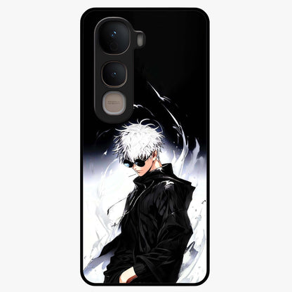 Limitless Shadow King Glass Case showing flat back view with powerful shadow warrior artwork and glossy glass finish.