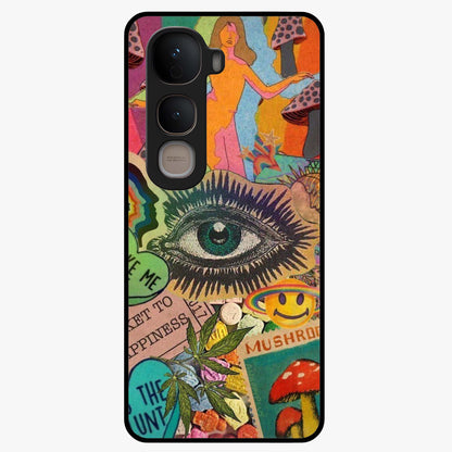 Mystic Eye Wonderland Glass Case showing flat back view with mystical eye themed artwork and glossy glass finish.