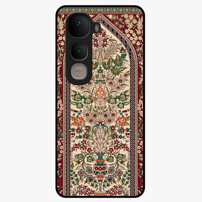 Persian Inspired Glass Case showing flat back view with ornate Persian style pattern artwork and glossy glass finish.