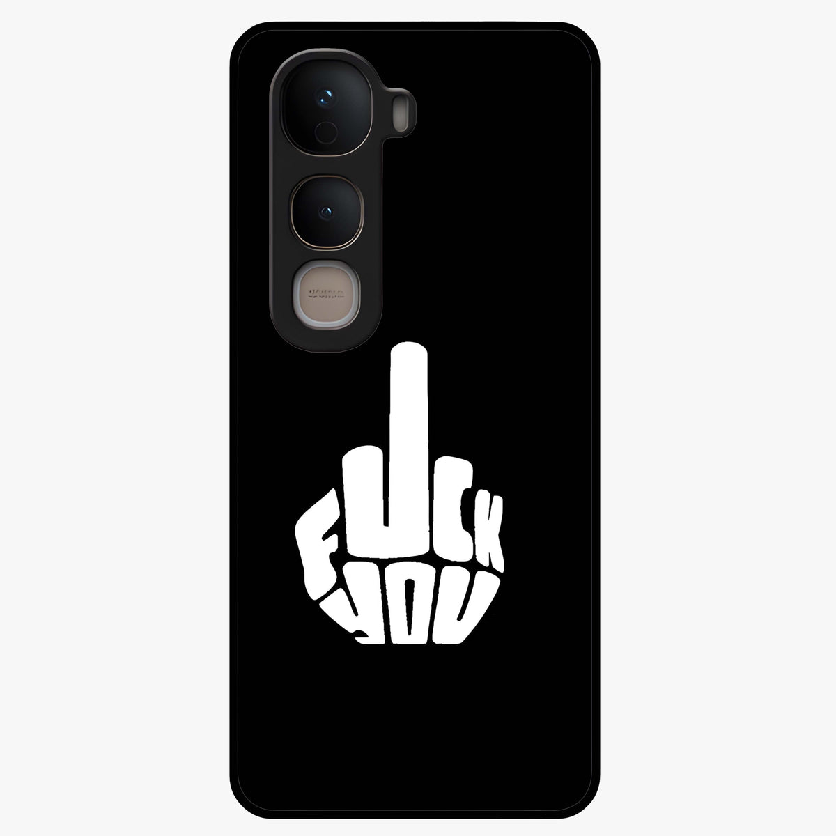 Rebel Mode On Glass Case showing flat back view with bold rebellious typography artwork and glossy glass finish.