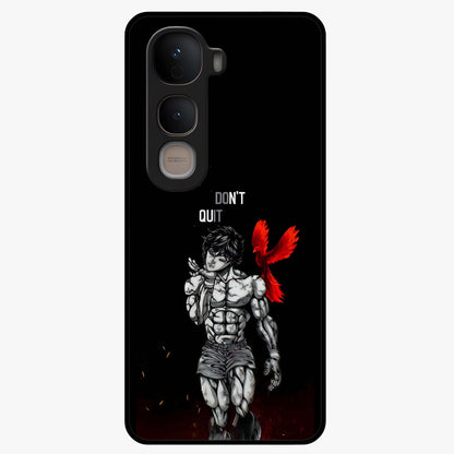 Rise Beyond Limits Glass Case showing flat back view with motivational typography artwork and glossy glass finish.