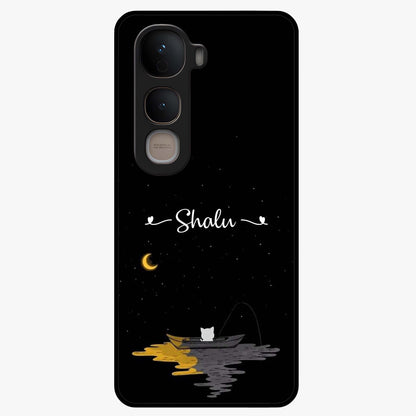 Silent Night Row Glass Case showing flat back view with calm night themed artwork and glossy glass finish.