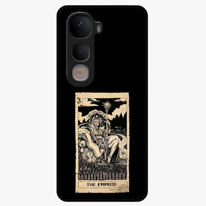 The Empress Glass Case showing flat back view with regal feminine artwork and glossy glass finish.